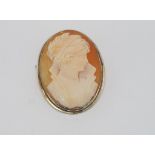 Silver (800) cameo brooch / pendant well carved but as inspected