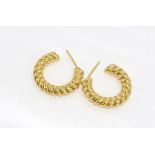 18ct yellow gold twist hoop earrings weight: 11.1 grams