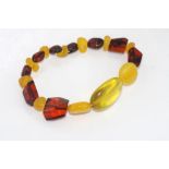 Multi-coloured amber stretch bracelet