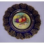 Signed Paragon F.D. Hall cabinet plate decorated with fruit, 22cm wide approx.