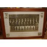 Limited edition Bradman's Invincibles photograph 1763/2000,together with cricketing cards, 101cm