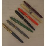 Seven various fountain pens including Parker