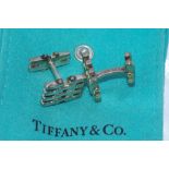 Tiffany & Co silver and gold cufflinks with Tiffany pouch