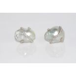 18ct south sea island pearl and diamond earrings pearls are baroque in shape and measure approx 14.