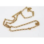 9ct yellow gold belcher link necklace weight: approx 8.5 grams, size: 47 cm length