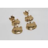 10ct gold earrings with cat faces weight: approx 6.8 grams (without backs)