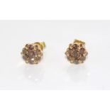 18ct yellow gold and cognac diamond earrings diamonds=1.47ct (brown/cognac diamond), weight: 2.8