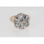 18ct rose gold, aquamarine & cognac diamond ring weight: approx 5.14 grams, size: O/7