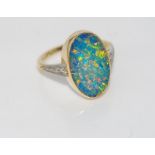 Vintage 18ct yellow gold opal doublet ring weight: 2.52 grams, size:H.4, valuation available