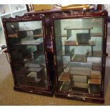 Two Chinese display cabinets with inlaid MOP & mirror backs, H83cm, W49cm & D12.5cm approx.