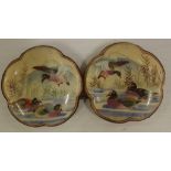 Good early Japanese Satsuma double buckle decorated with ducks, W10cm approx (together)