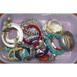 Various bangles and bracelets including gemstones