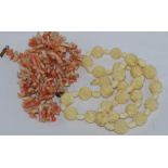 Vintage coral and ivory necklaces as inspected NB. This item cannot be exported.