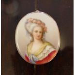 Antique gold brooch & porcelain portrait miniature 6cm high approx.