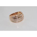 18ct rose gold and multi-diamond ring diamonds=1.486ct, weight: approx 7.8 grams, size: O-P/7
