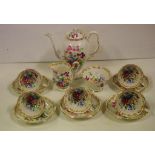 Part Royal Albert "Nosegay" coffee set to include 5 cups, 6 saucers, coffee pot, sugar and creamer