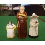 Three Royal Worcester candle snuffers French cook, monk & nun, 12cm high (tallest) approx