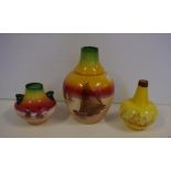 Three Wileman fishing vases early Shelley