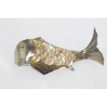 Large vintage French fish brooch with MOP scales