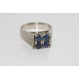 Vintage 18ct white gold blue stone ring weight: approx 7.7 grams, size: P/7