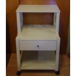 Painted 3 tier cabinet with drawer, 56cm wide, 86cm high