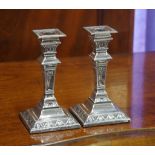 Pair late Victorian sterling silver candlesticks hallmarked London 1896, 15.5cm high