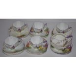 Shelley queen Anne part tea set comprising 5 trios plus cream & sugar