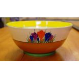 Clarice Cliff art deco bizarre autumn crocus bowl 21cm diameter approx