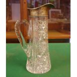 A good silver & cut crystal claret jug hallmarked Birmingham 1913, 27cm high approx.