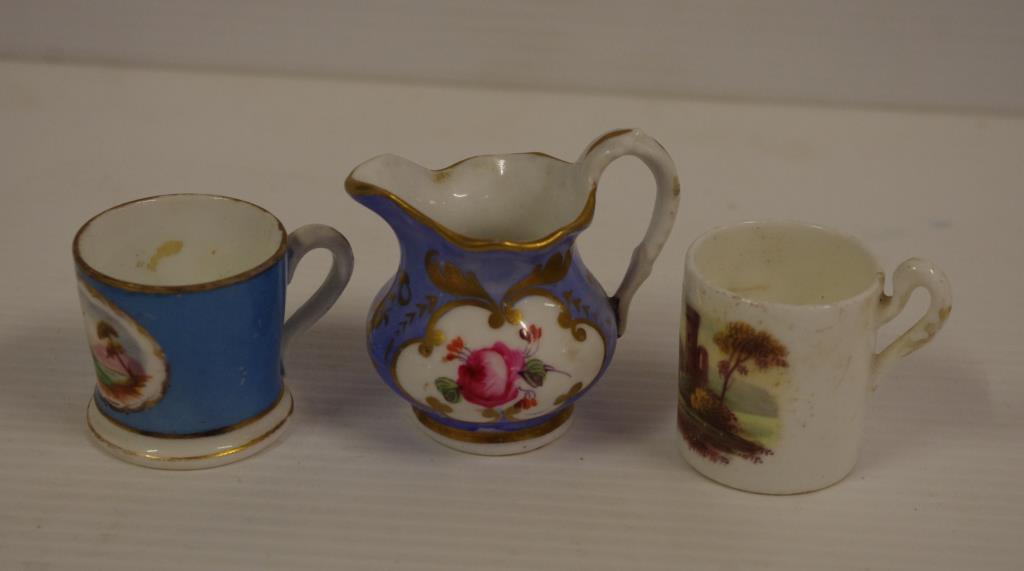 Two antique miniature mugs together with an antique miniature jug - Image 2 of 2