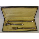 Three piece continental silver boxed carving set