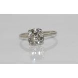 Platinum and (approx) 2.75ct diamond solitaire with emerald cut diamond dimensions 8.20 x 7.60 x 4.