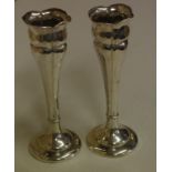 Pair of German silver bud vases stamped 800, 137 grams approx