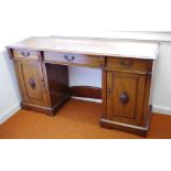 Antique silky oak pedestal sideboard 166cm wide, 54cm deep, 90cm high