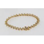 14ct yellow gold & 30 diamond bracelet weight: approx 10.1 grams