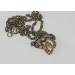 Silver Japanese geisha locket on a metal chain