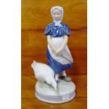 Royal Copenhagen lady with a goose figurine No. 527, 23.5cm approx