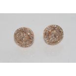 18ct rose gold and diamond cluster earrings diamonds = 1.21 (round) and 0.49 (tapered), weight: