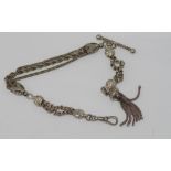 Silver leontine with tassel & t-bar (used for suspending a watch)