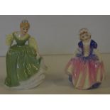 Two Royal Doulton lady figurines Dinky Do HN1678 & Fair Maiden HN2211, 13cm high (tallest) approx.