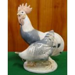 Royal Copenhagen rooster and hen figurine No. 1094, 23cm high approx