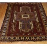 Hand made Persian wool rug with tan colour tones, 240cm x 170cm approx
