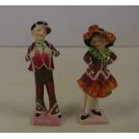 Two Royal Doulton "Pearly Boy & Girl" figurines 14 cm high approx.