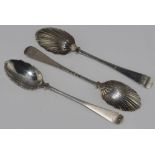 Three sterling silver shell form coffee spoons hallmarked London 1885