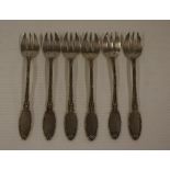 Set of six 800 silver oyster forks stamped 800