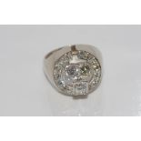 18ct white gold, round diamond cluster ring includes 14 mixed round cut diamonds (1=0.46ct F-G/