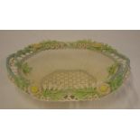 Belleek Porcelain Sydenham basket with four strand interwoven centre, the upper rim with applied