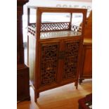 Vintage Chinese storage cabinet with a 2 door enclosed compartment and 2 open shelves, 85cm wide,