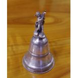 Silver bell with angel figure handle stamped 800, 11 cm high approx.