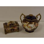 Crown Staffordshire pot pouri & lidded box an Imari palette